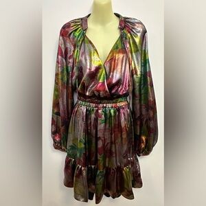 NWT Current Air Metallic Long Sleeve Dress